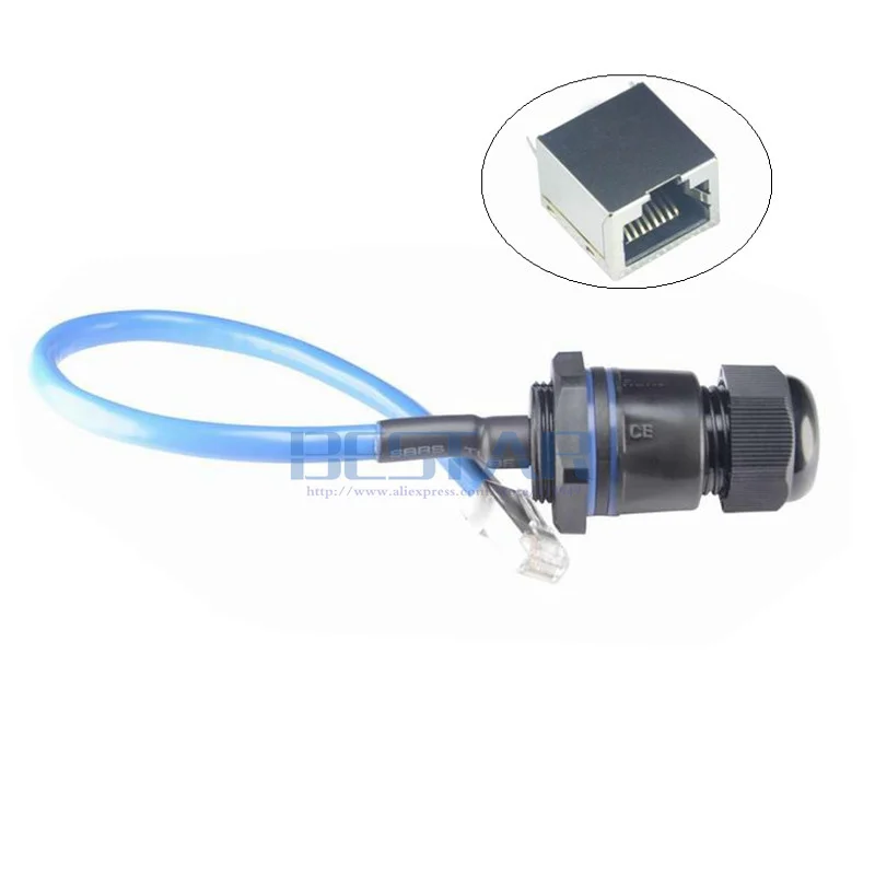 25CM RJ45 CAT6E Ethernet Cable IP68 M25 Shielding Waterproof Connector for ADSL Network LED LCD Outdoor AP IP Camera