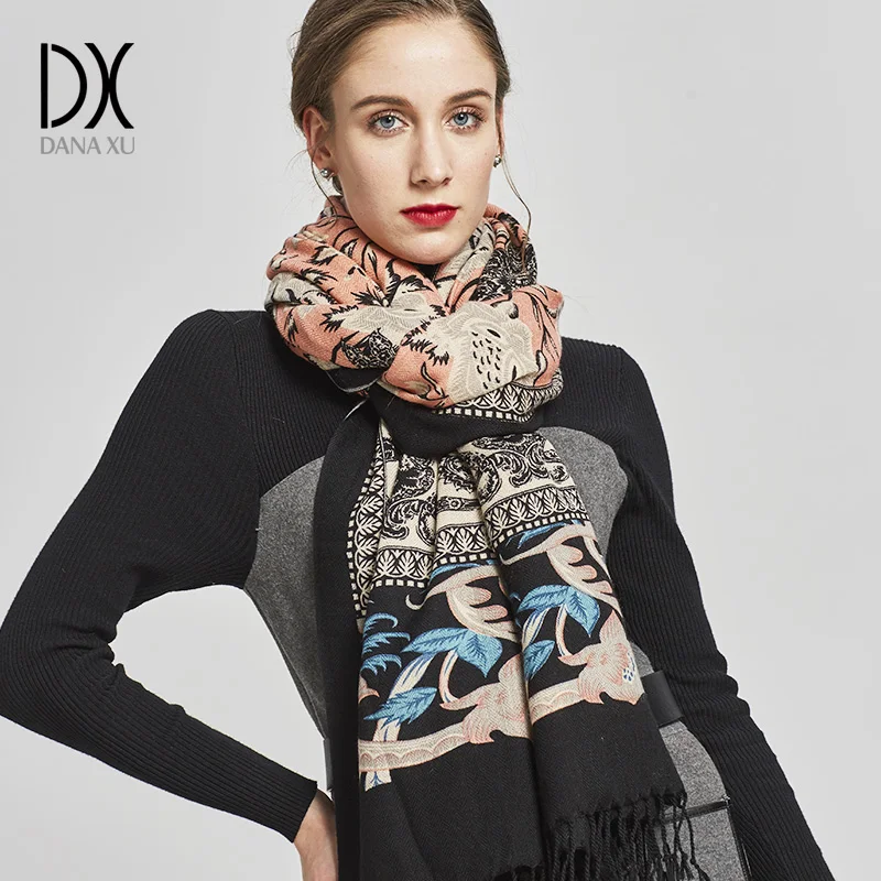 Fashion Scarves and Shawls Women Luxury Brand Large Pashmina Warm Wool Winter Poncho Blanket Shawl Cashmere Hijabs Wrap 2017