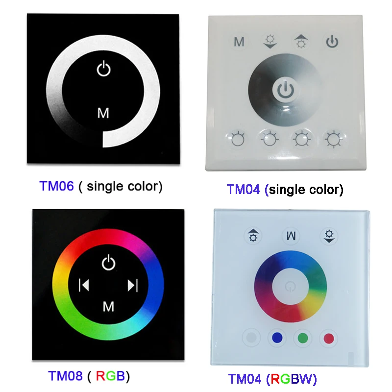 DC12V-24V einzigen farbe/RGB/RGBW wand montiert Touch Panel Controller glas panel dimmer Controller für LED RGB streifen lampe