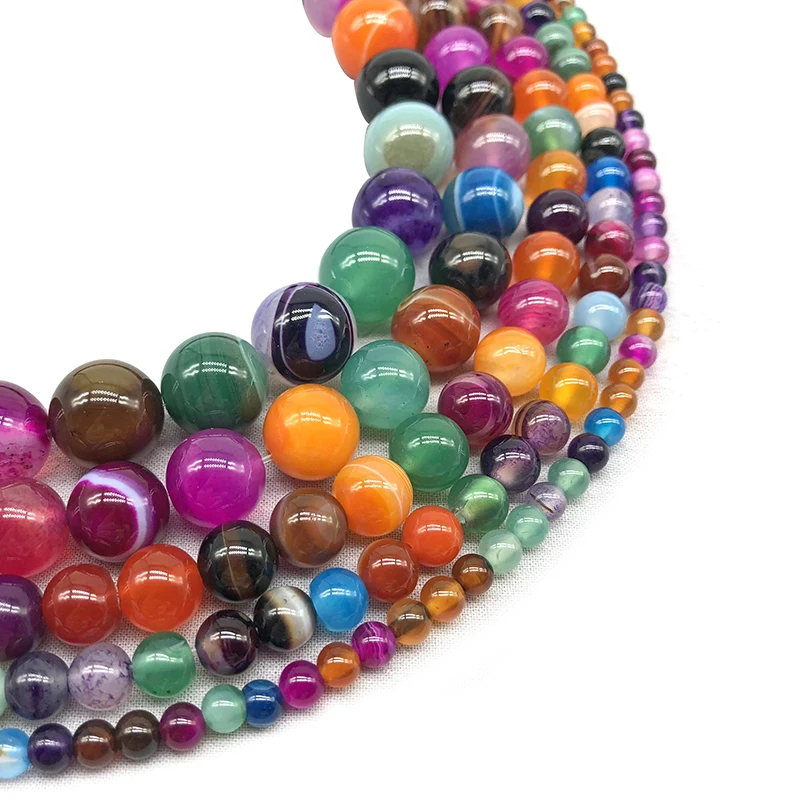 4-12mm Colorful Carnelian DIY Beads Loose Round Beads Wholesale Agat Jewelry Natural Stone Beads Accessories