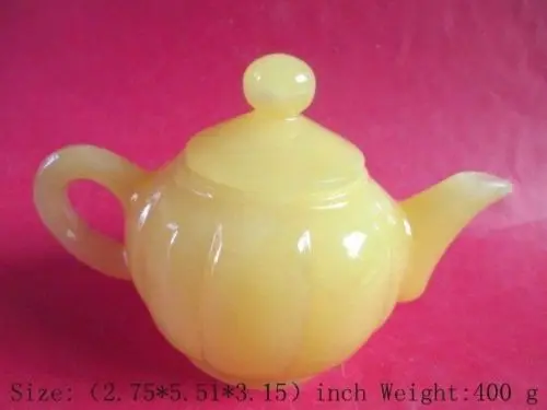 100% /  Elaborate Chinese  hand-carved  topaz pumpkin teapot