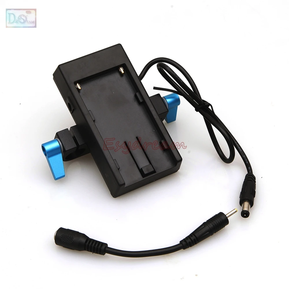 Mount Plate Power Supply + 15mm Rod Clamp for Sony F-970 F960 F970 Battery Blackmagic BMD BMCC 4K BMPCC Camera