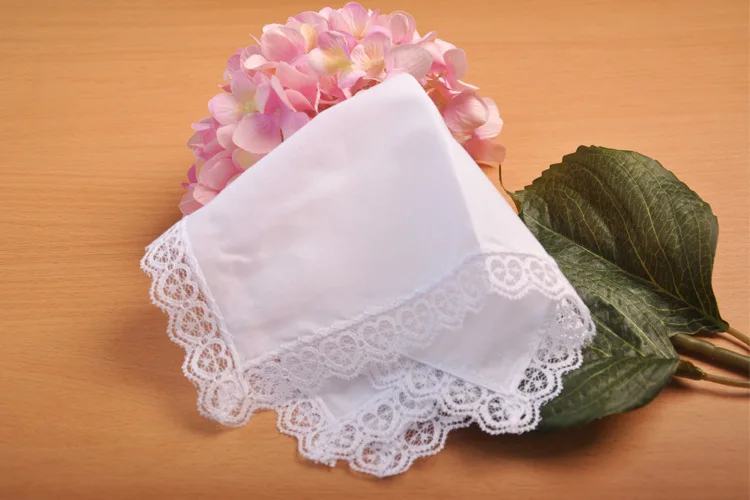 Personalized White Lace Handkerchief for Women, Wedding Gifts, Wedding Decoration, Napkins, 25x25cm, 1Pc