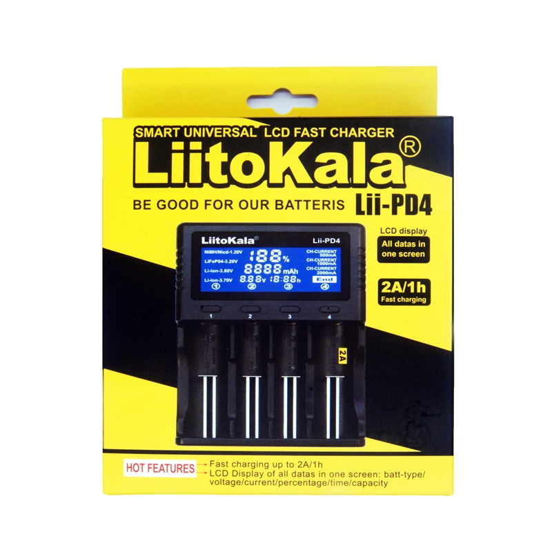 1 pcs LiitoKala lii-PD4 LCD 3.7v 18650 21700 Battery Charger + INR18650 4 pcs 3.7v 18650 3400 mah 34B Rechargeable li-ion Batt