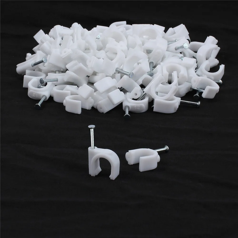 JUSTOOL 100Pcs 12Mm รอบเส้นทางสายคลิปไนลอนสูงเหล็กคาร์บอนเล็บ C Wire Wall ผู้ถือ TV โทรศัพท์อินเทอร์เน็ตตะกั่ว Fixing