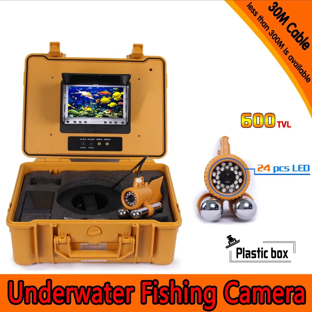 Underwater Fishing Camera Kit with 30Meters Depth Dual Lead Bar & 7Inch Color TFT LCD Monitor & Yellow Hard Plastics Case