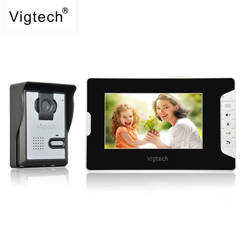 

Vigtech Visual Intercom Doorbell 7''TFT LCD Wired Video Door Phone System Indoor Monitor 700TVL Outdoor IR Camera Support Unlock