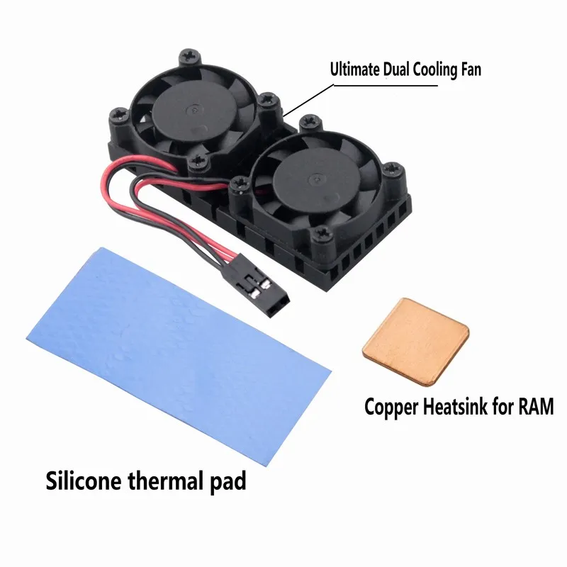 2 cái Gdstime Raspberry Kép Fan Tản Nhiệt Cooler với Đôi Làm Mát đối với Raspberry Pi 3/2/NESPi