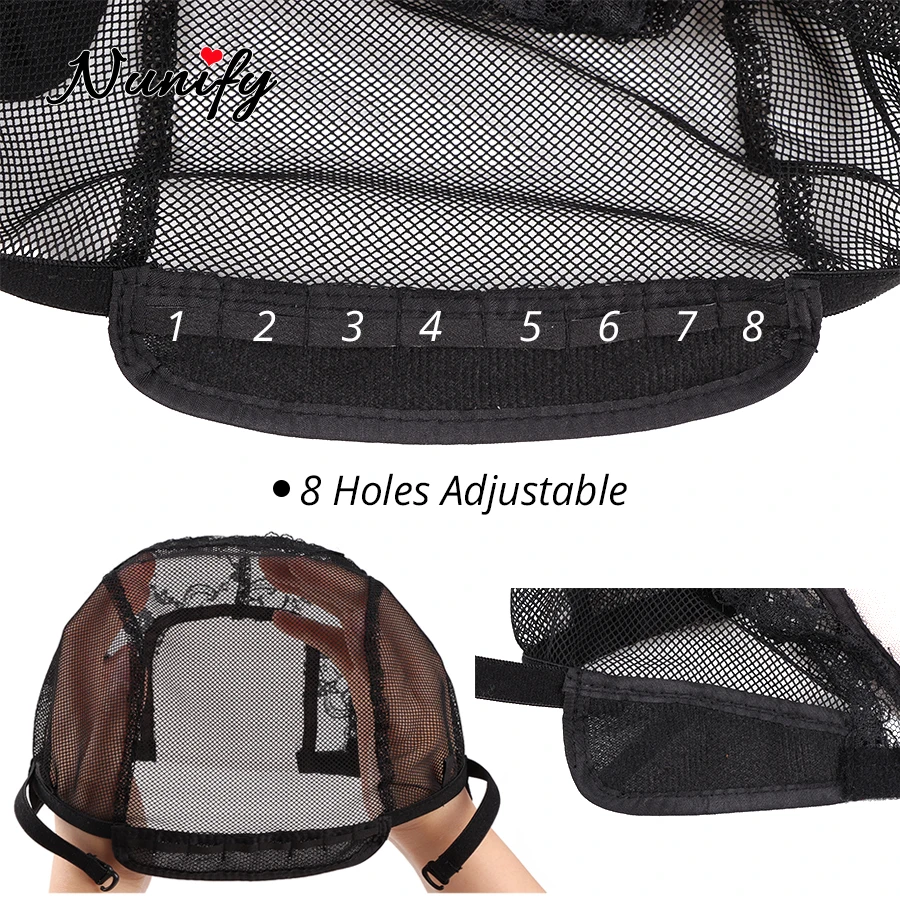 10Pcs Wave Cap With Adjustable Strap Great Elastic Hairnets Lace Wig Caps For Making Wigs U Part Swiss Lace For Ventilating Hair