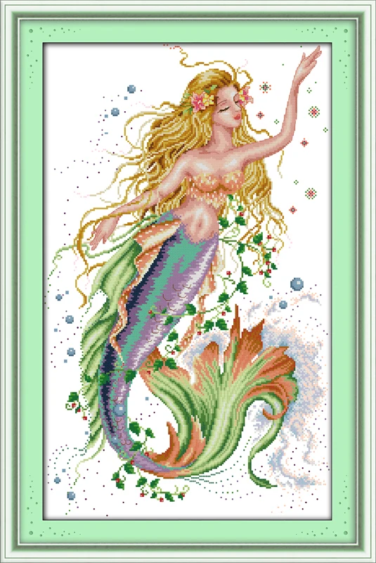 EDIT The mermaid cross stitch kit aida 14ct 11ct count printed canvas stitches embroidery DIY handmade needlework