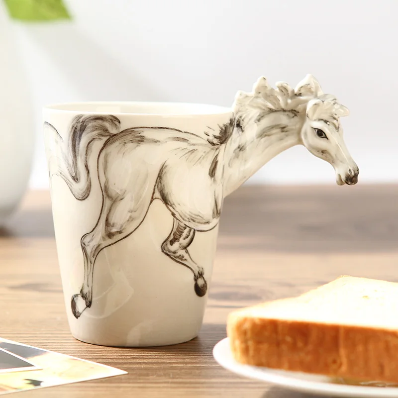 Chinese Kung Fu Tea, Mug, Couples Cup. First 3D Stereoscopic Animal Cup Ceramic Painted Horse Models, Free Shipping