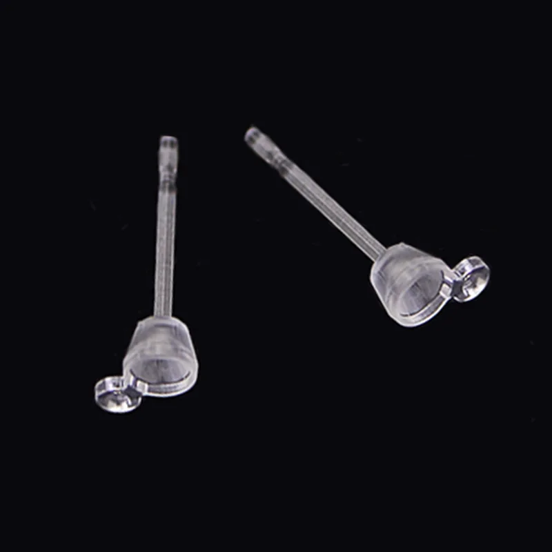 

100pcs Transparent Plastic Earrings Have A Cup with Ring Earring Base Setting DIY Earring Finding