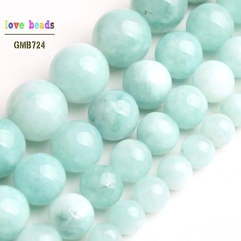 Blue Angelite Stone Beads Amazonite Round Beads for Jewelry Making DIY Bracelet Necklace 15\'\' strand 6/8/10/12mm