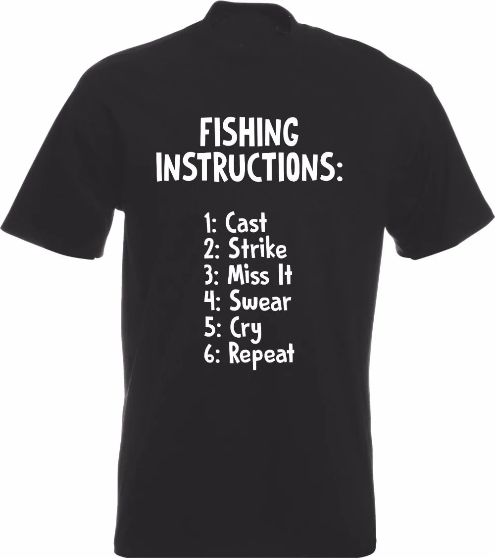 Printed T-Shirts Men Fashion 2019 Funny Fisher Instructions - Fisherman T-Shirt Gift Angling casual Tee shirts