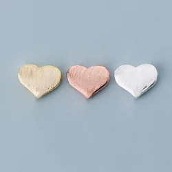 1pc 100% 925 Sterling Silver Wire Drawing Craft Heart Spacer Beads 8mm Rose Gold Charm S925 Silver Beads DIY Jewelry Bracelets