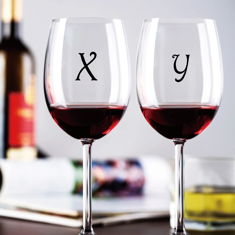 10pcs/lot Wedding Stickers , Monogram Decals for wine glasses, bridal shower, initial letters Wedding Decoration