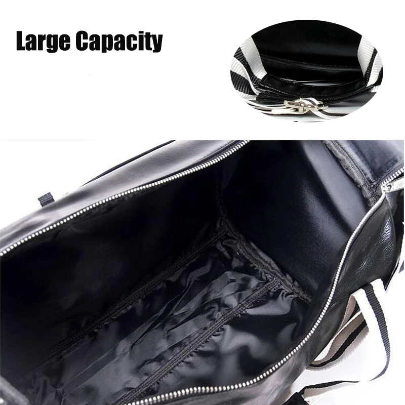 Top Outdoor PU Leather Men\'s Sports Gym Bags Classic Travel HandBag Fitness Training Shoulder Bags With Independent Shoes Pocket