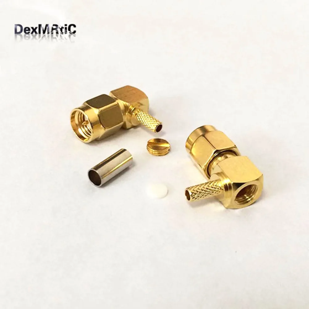 1pc  New RF SMA Right Angle Connector Male Plug For LMR100 RG316 RG174 Wholesale  Wire Connector