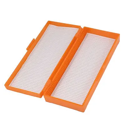 1pc Beige/Blue/Green/Orange Plastic Shell 50 Slots Rectangular Microscope Glass Slide Box  The Color Need Leave A Message