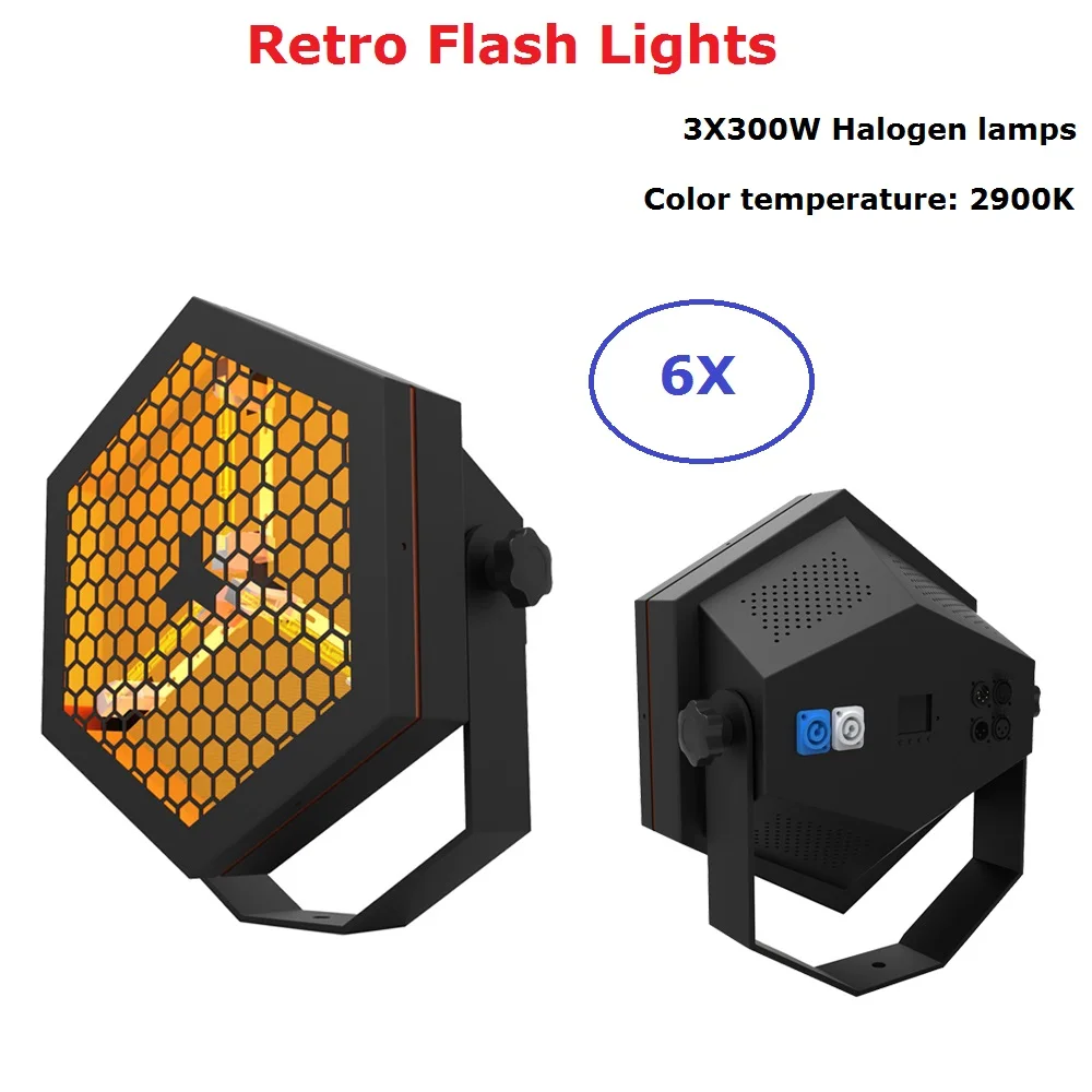 

6IN1 Flightcase Pack Retro Flash Lights 3X300W Warm White DMX Stage Par Lights Wash Effect Strobe Lights Perfect For Dj Discos