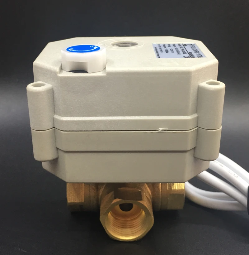 1/4'' (DN8)  Spring return AC/DC9-24V T/L Type 3 Way Brass Power Off Return Electric Valve For Heating/Cooling Water IP67, CE