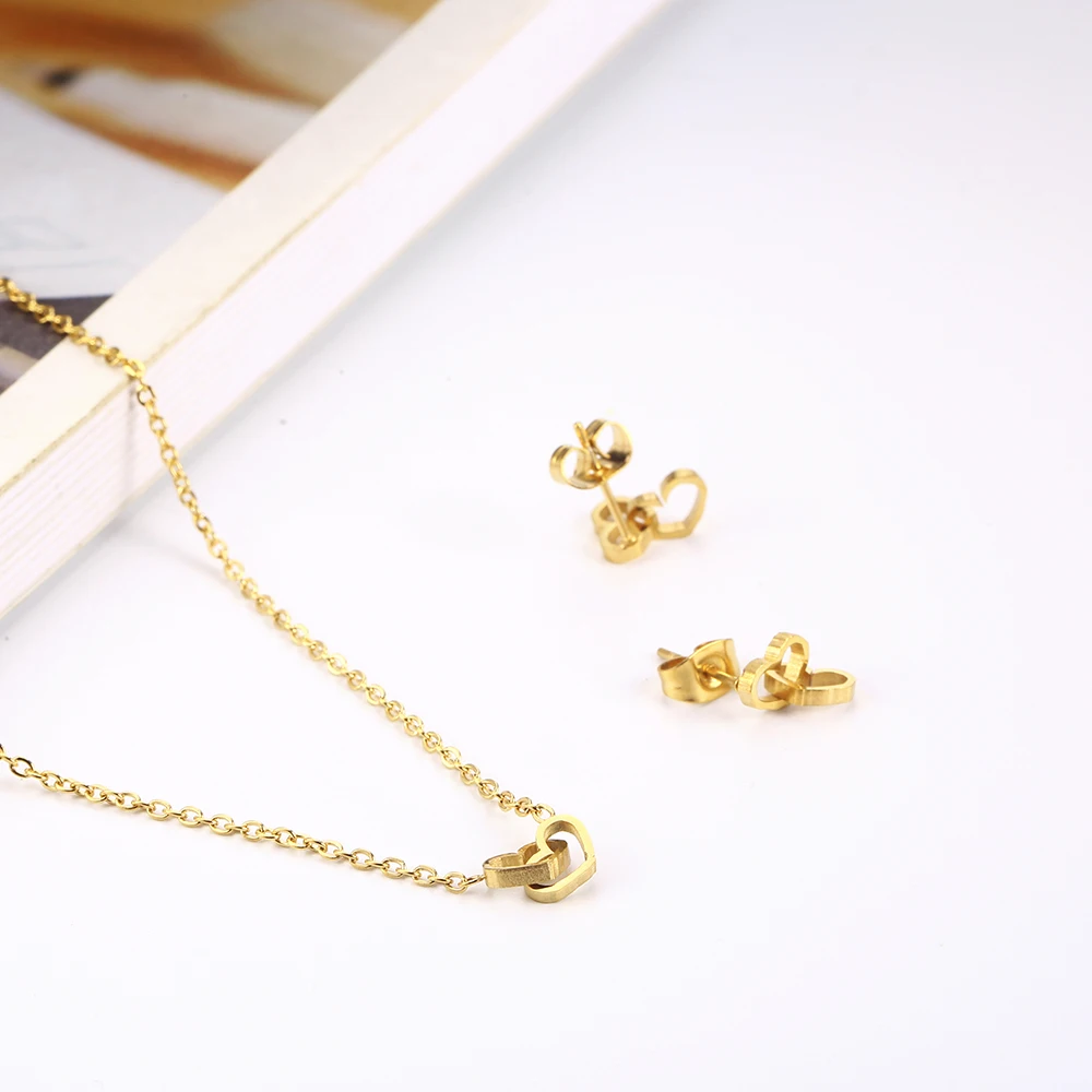 XUANHUA Stainless Steel Jewelry Set Clover Necklace Earrings Set Woman Jewelry Accessories  Bohemian