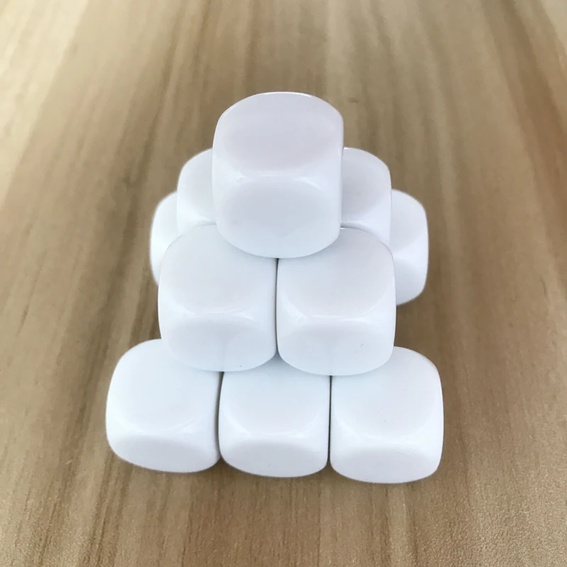 New 25Pcs White 18mm Blank Dice Acrylic Rounded Corner D6 Blank RPG Dice Can Write and DIY Carving Children Teaching Dice Set