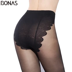 BONAS Women 15D Bikini Butterfly Crotch Tights Sexy Breathable Pantyhose Lady Summer Nylon Tights Female Stockings Female