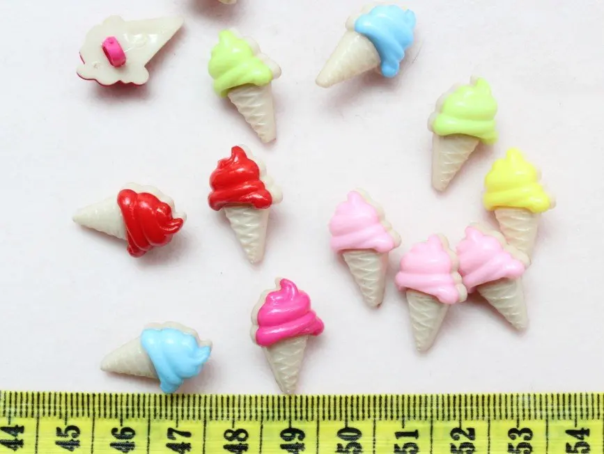 800 pcs Rainbow Ice Cream Colorful Children Plastic Sewing Sew On Buttons Shank Set 20mm combined kawaii