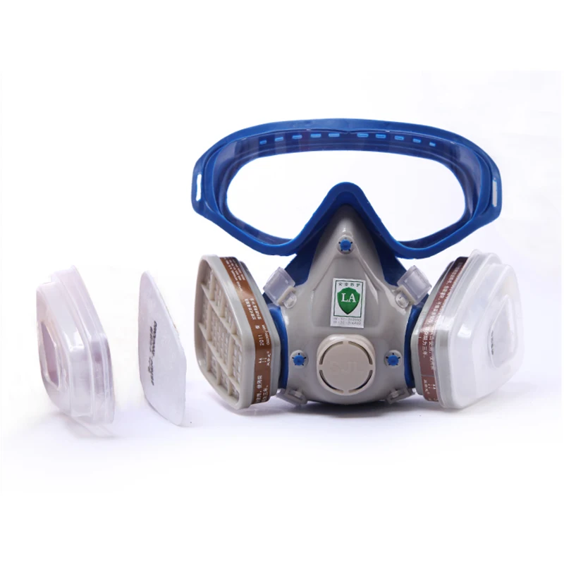 Gas mask with glasses full face protective mask Silicone carbon filter mask paint spray gas boxe protect mask suit