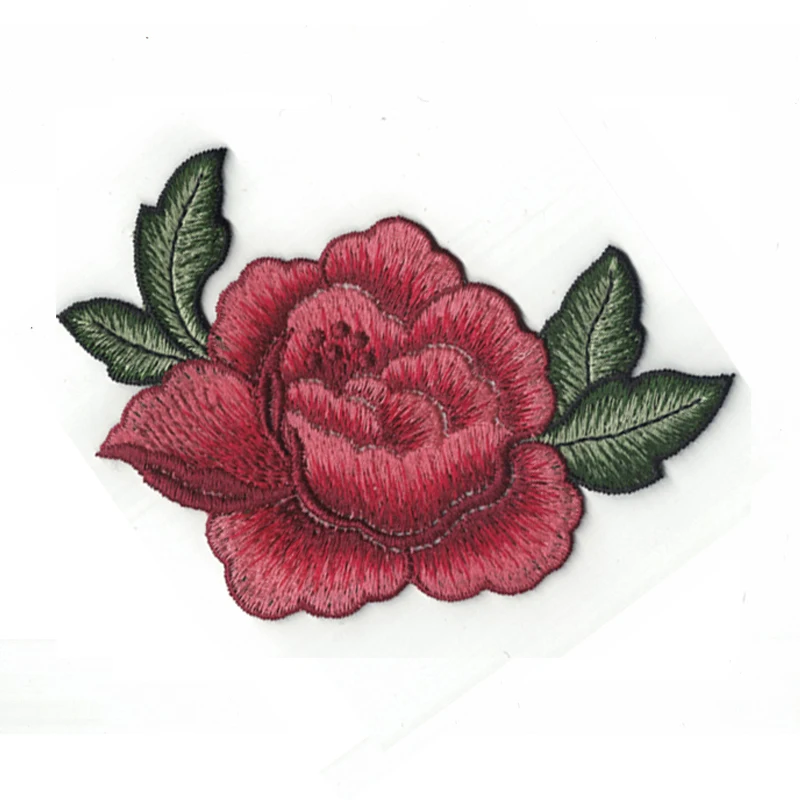 1 Pcs Top Patches Sew-on Red Rose Flower Embroidery Patch Motif Applique Children Women DIY Clothes Sticker Wedding