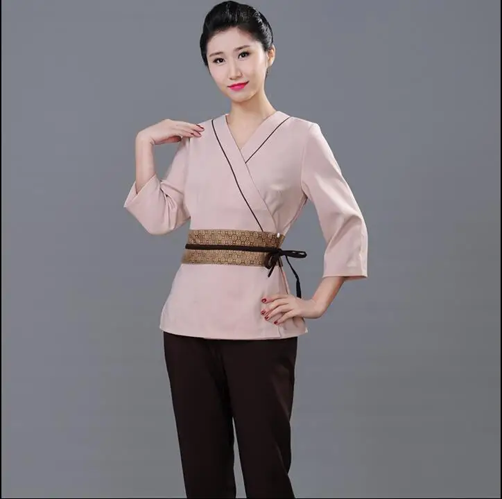 Beautician Uniform Beauty Kimono Workwear Women Pant Suit SPA Spring Thai