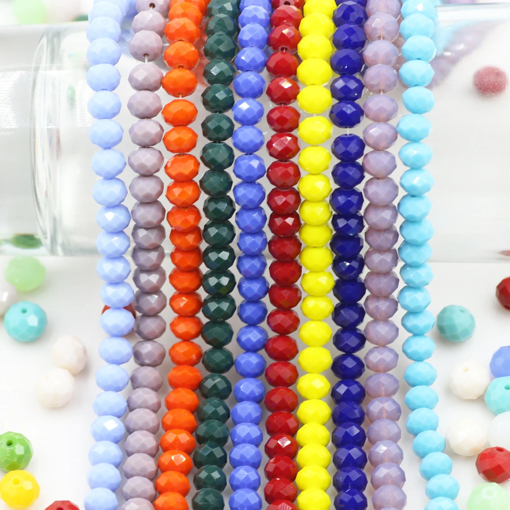 ZHUBI Loose Porcelain Glass Beads 10MM 60Pcs Faceted Flat Rondelle Round Spacer Beads Crystals for Handicrafts Wholesale Jewelry