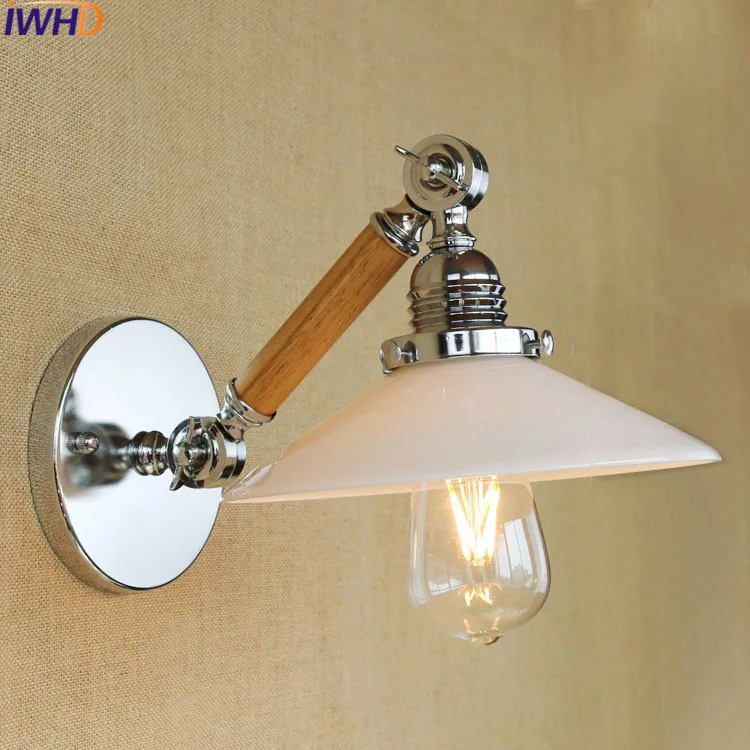 

IWHD Wood Wall Sconces Led Wall Light Up Down For Home Lighting Fixtures Glass Arandela Arm Sconce Luminaire Lampara De Pared