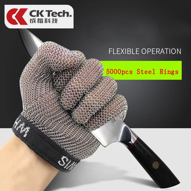 CK Tech.Stainless Steel Wire Mesh Gloves Butcher Proof Meat Process Safety Tool Protection Mitten Anti-cutting Work Glove 1Pcs