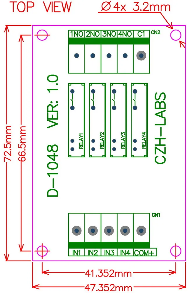Slanke Panel Mount DC12V Sink/Npn 4 SPST-NO 5A Power Relais Module, APAN3112