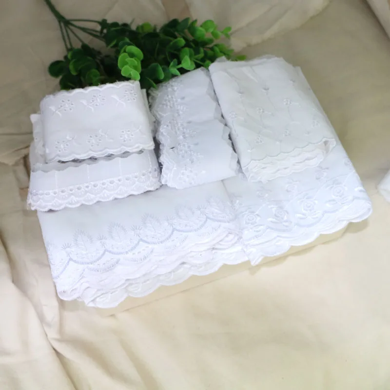 Wide 3-15 white cotton lace fabric, DIY material garment accessories mixed size 20 yards