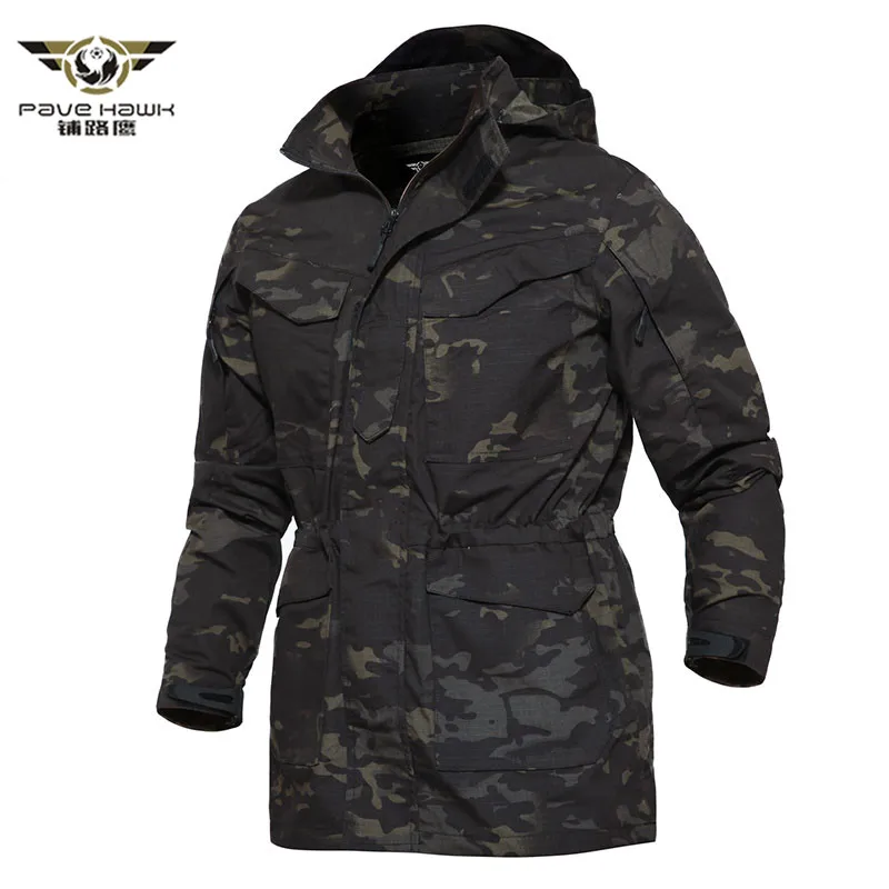 

US Camouflage Jacket Coats Men's Winter Field Hood Jackets Autumn Many Pockets Waterproof Windbreaker Size S-3XL