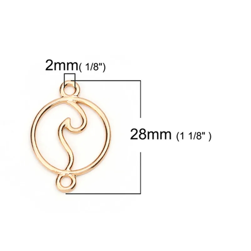 DoreenBeads Zinc Based Alloy Connectors Round Gold Silver Wave Style Jewelry DIY Findings 28mm(1 1/8