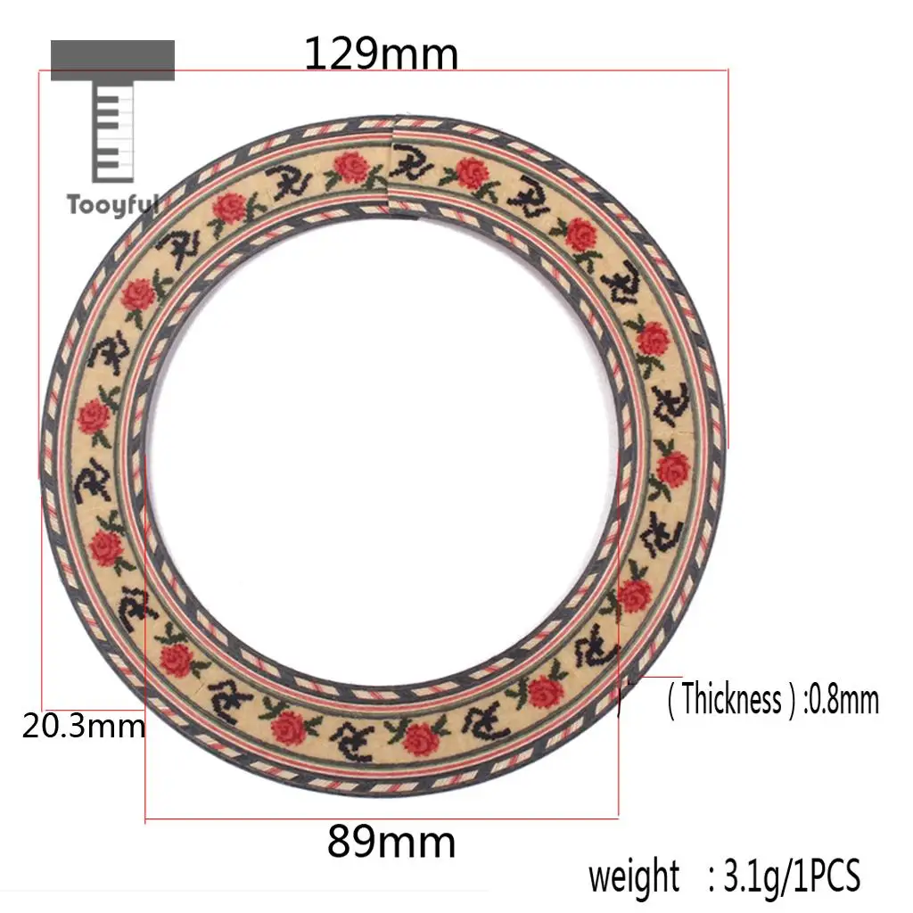 Tooyful 5pcs Guitar Rosette Inlaid Soundhole Rosewood Maple Luthier Tool Decor DIY for Acoustic Classical Guitar Parts