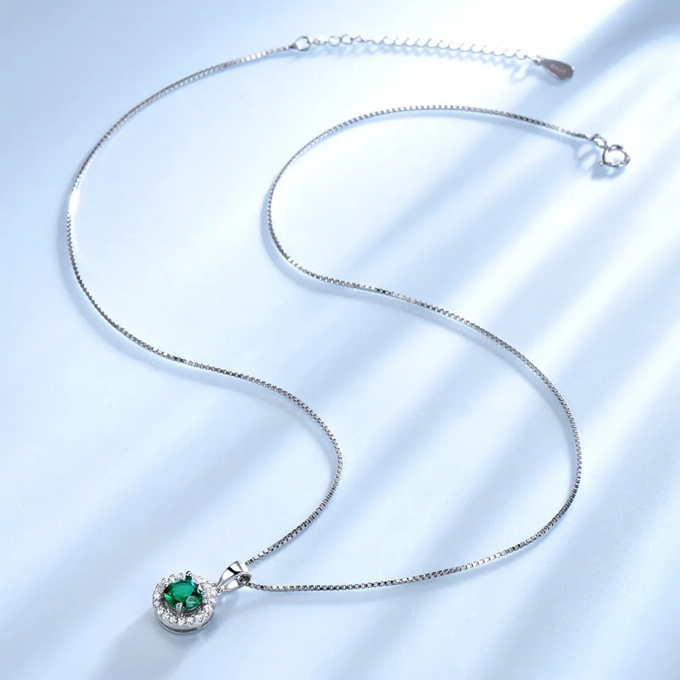 UMCHO Necklace 925 Sterling Silver Fine Jewelry Original Certified Luxury High Quality Natural Emerald Pendant for Women Korea