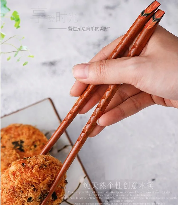 1 Pair Wooden Chopsticks High Quality Japanese Style Multi-patterned Creative Home Restaurant Use