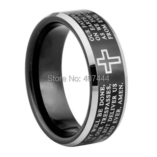 

Free Shipping YGK JEWELRY Supernova Sale 8MM Men's Comfort Fit New prayer with Cross New Tungsten Wedding Rings