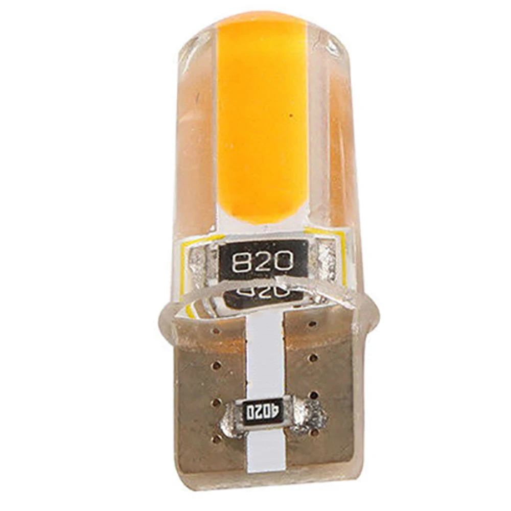 Luz LED COB para coche, marcador lateral de ancho de silicona, luz de señalización de matrícula, Bombilla ámbar, 4 piezas, T10, 194, 168, W5W, Canbus