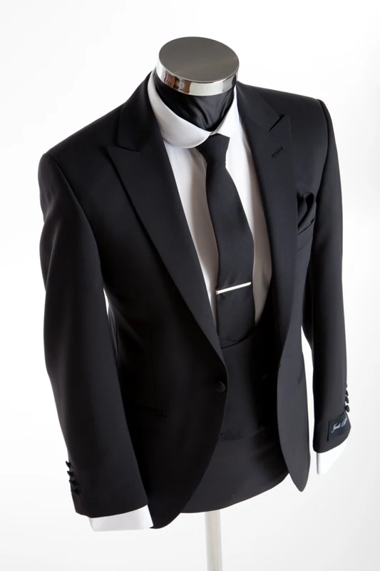 

Popular Mens Suits Groomsmen Peak Lapel Groom Tuxedos One Button Wedding Best Man Suit (Jacket+Pants+Tie+Vest) A41