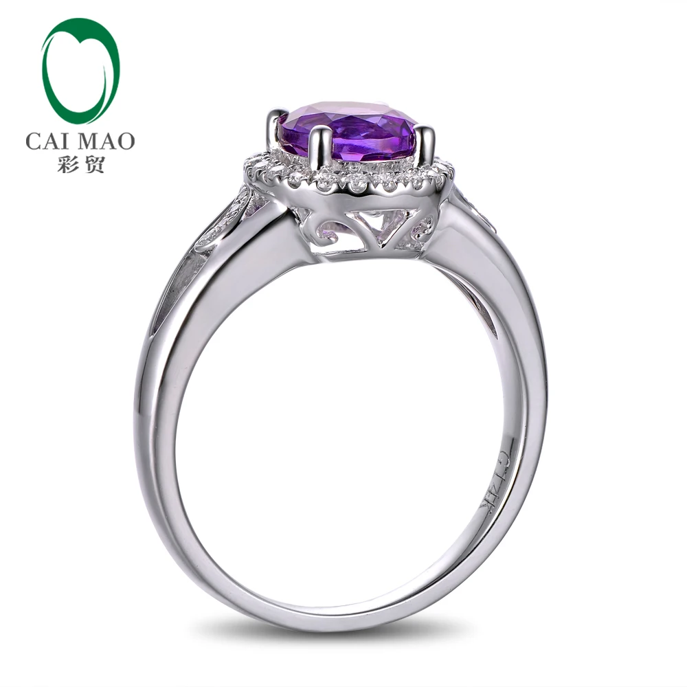 New 14k Gold Natural Good Color Amethyst  and Diamond Engagement Ring free shipping