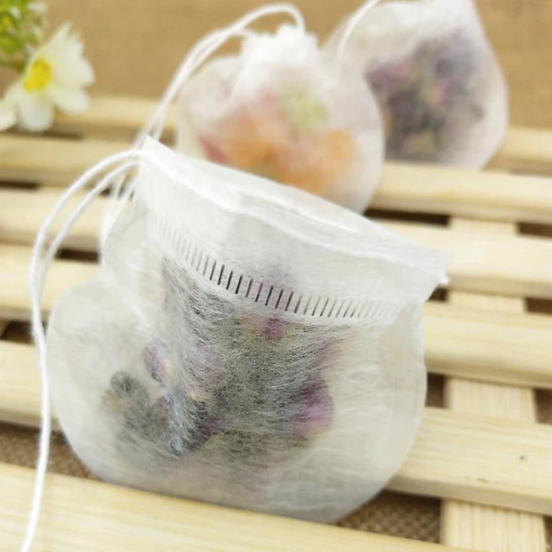 1000pcs/lot Teabags Corn Fiber Tea Bags Filter Infuser with String Heal Seal Paper for Herb Loose Teabag Diameter 6cm