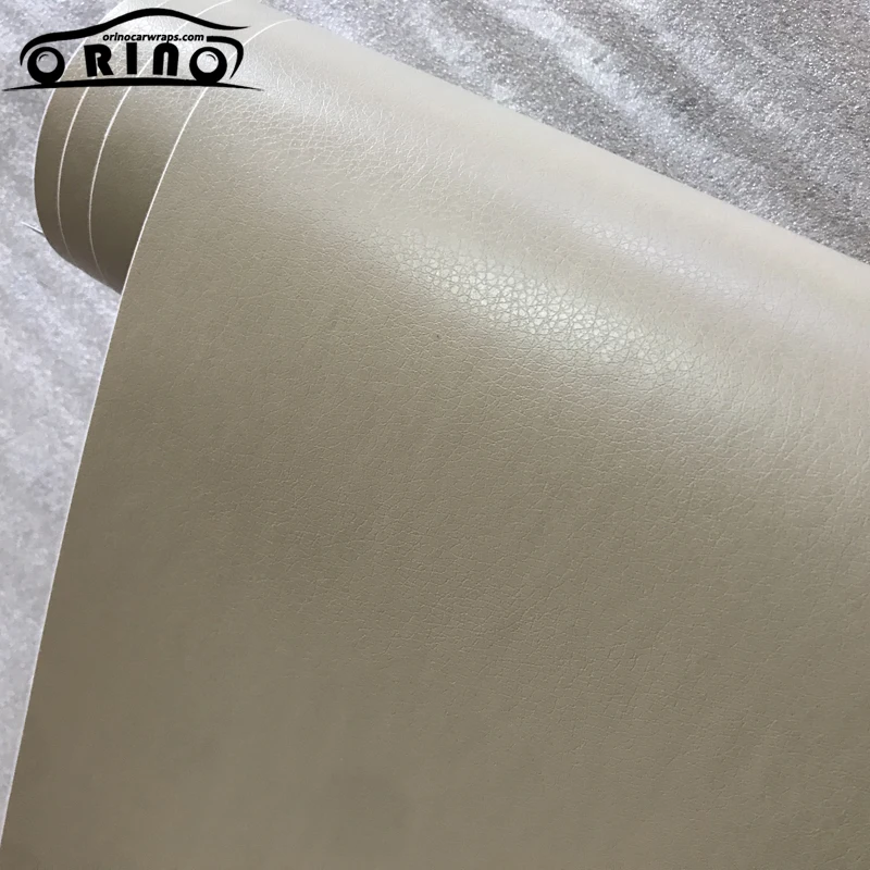 Beige leather pattern PVC adhesive vinyl wrap film sticker for auto car body internal decoration vinyl wrap 10/20/30/40/50X152CM