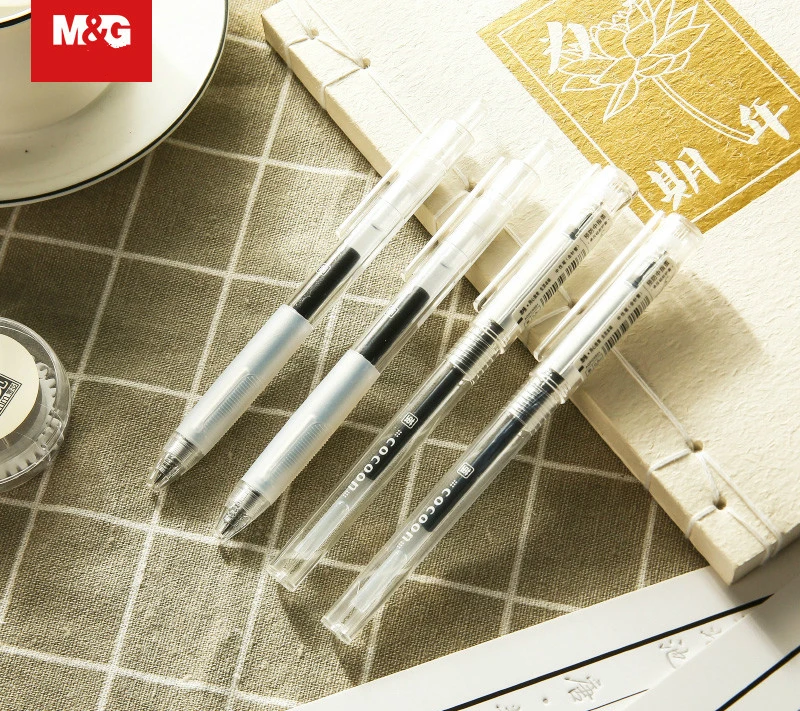 M&G 12/lot Super Smooth Rubber Grab Gel Ink Pen Retractable Ultra Simple Long Writing Student's Pen Office and School Stationery