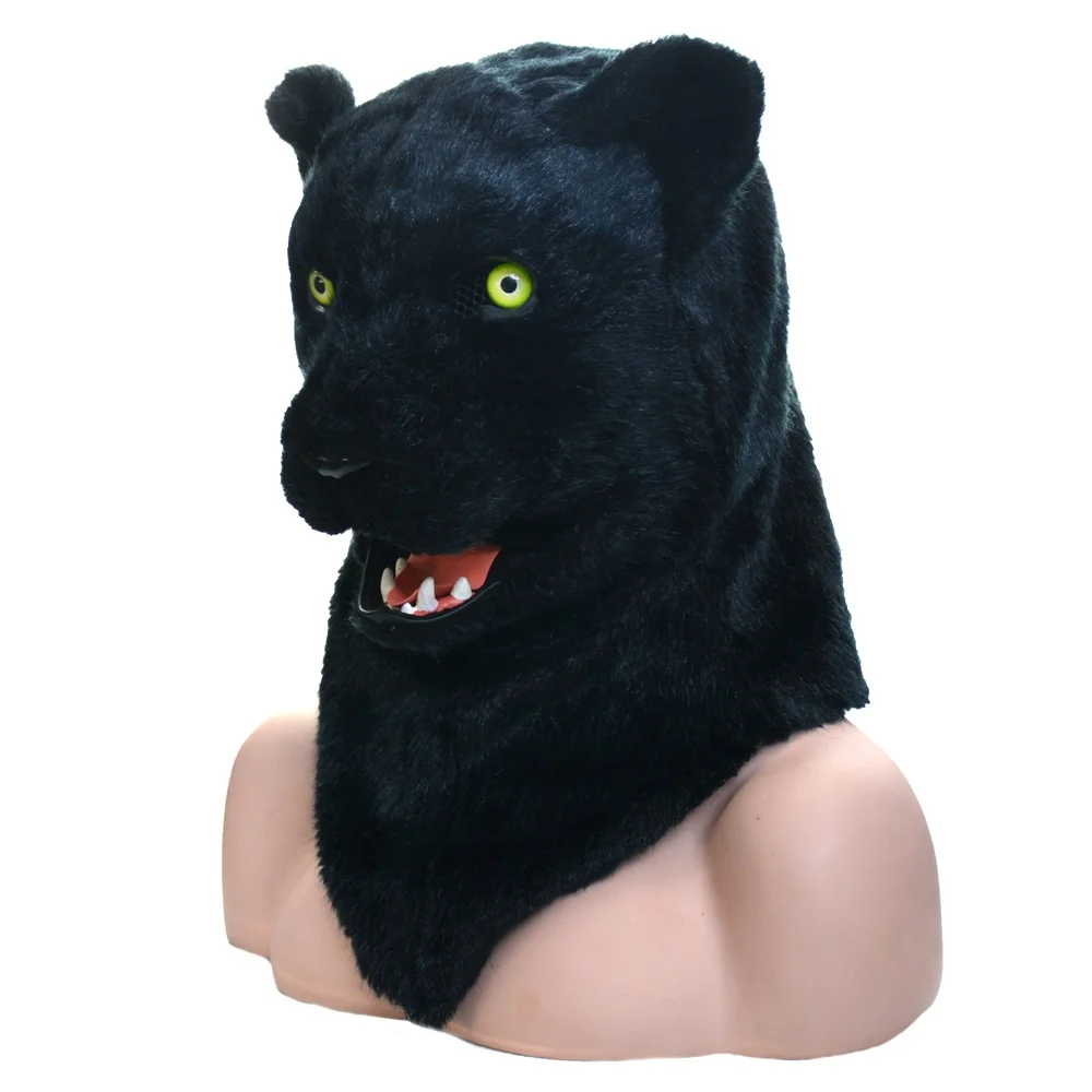 2022 HuiTai plush  handmade party mouth moving  masks  panther false face   film and television props